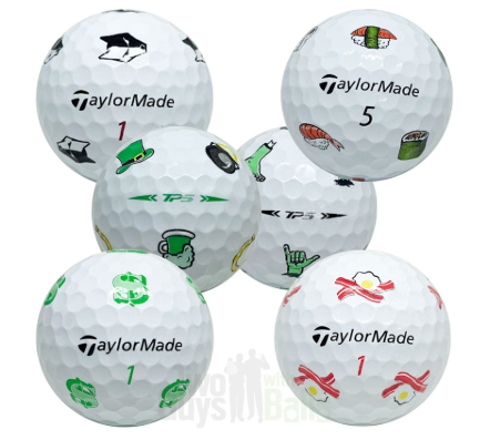 A group of golf balls with different designs

AI-generated content may be incorrect.