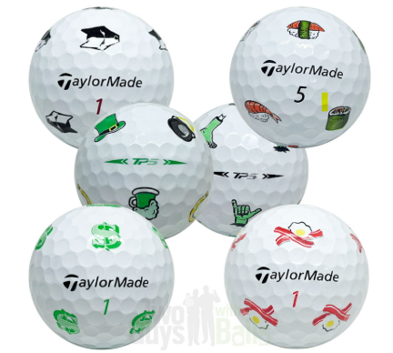A group of golf balls with different designs

AI-generated content may be incorrect.